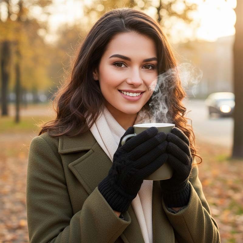 Black Cable Knit Gloves factory Black Cable Knit Gloves factory