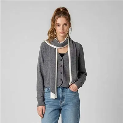 Cardigan de lã cinza
