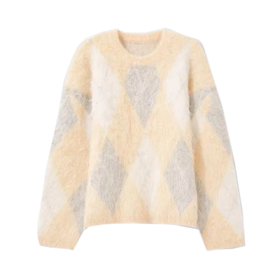 Suéter de malha com cabo arco-íris de designer feminino