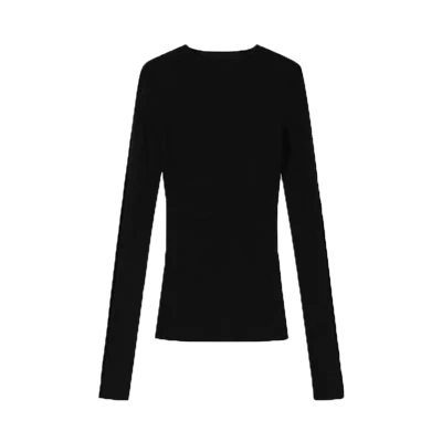 Senhoras Designer Gola Invertida Listrado Manga Longa Suéter