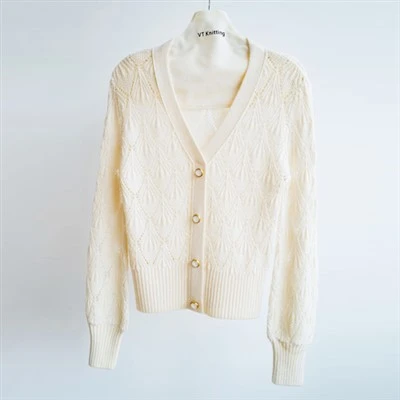 Cardigan de malha de algodão branco