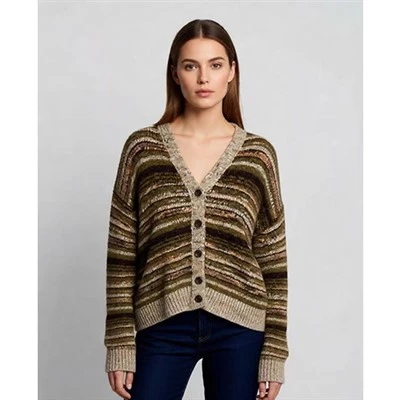 Blusa integral de tricô com decote em V-