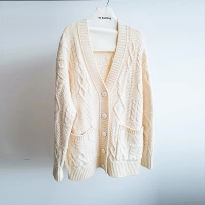 Cardigan de malha de algodão feminino