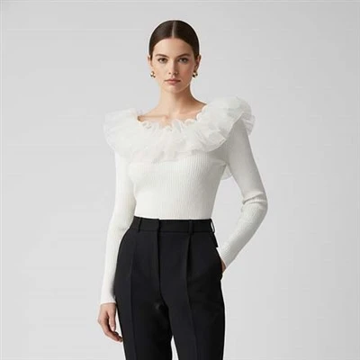 Jumper feminino de malha de lã